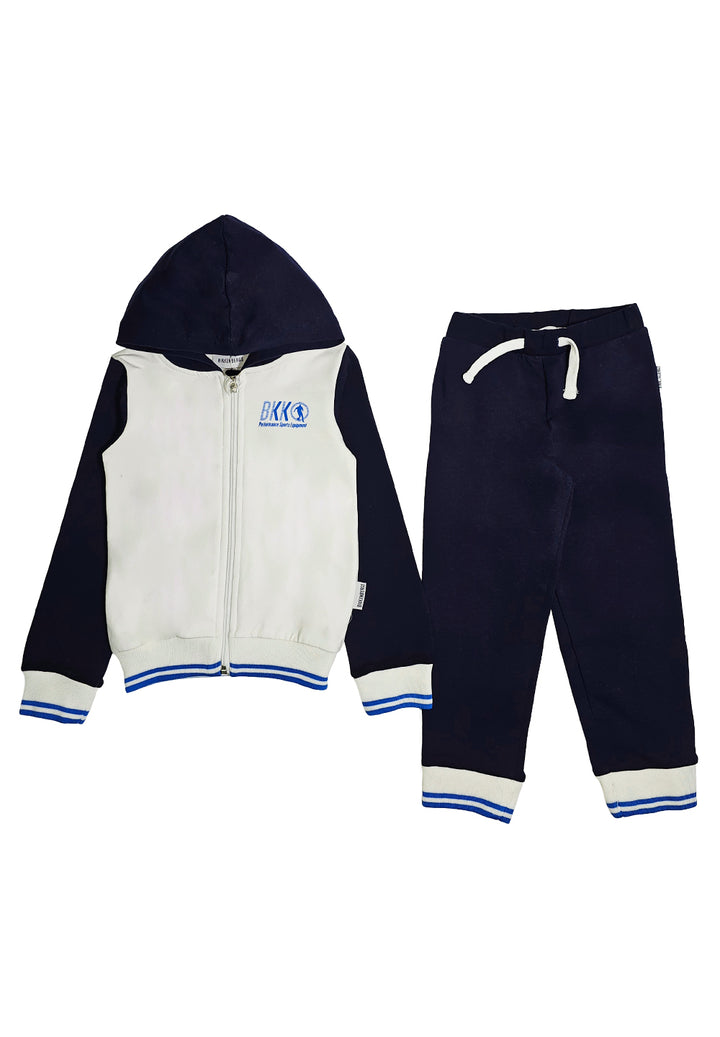 Completo felpa bianco-blu per bambino