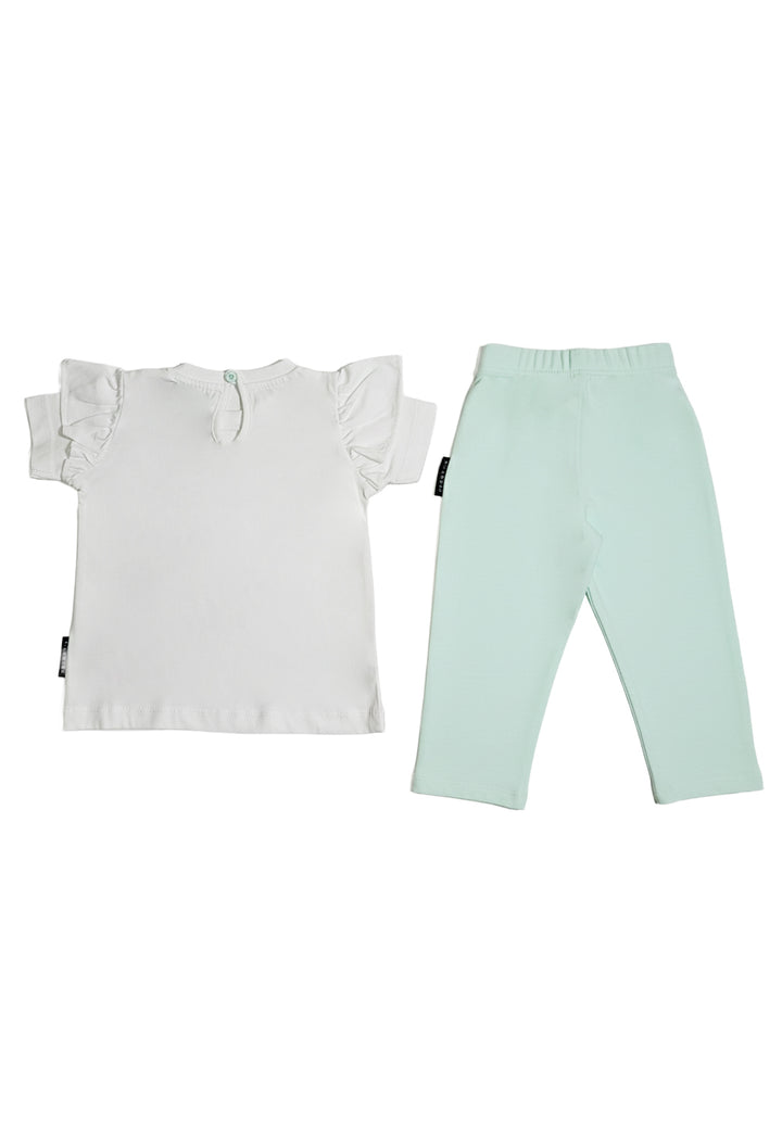 Completo bianco-verde per neonata