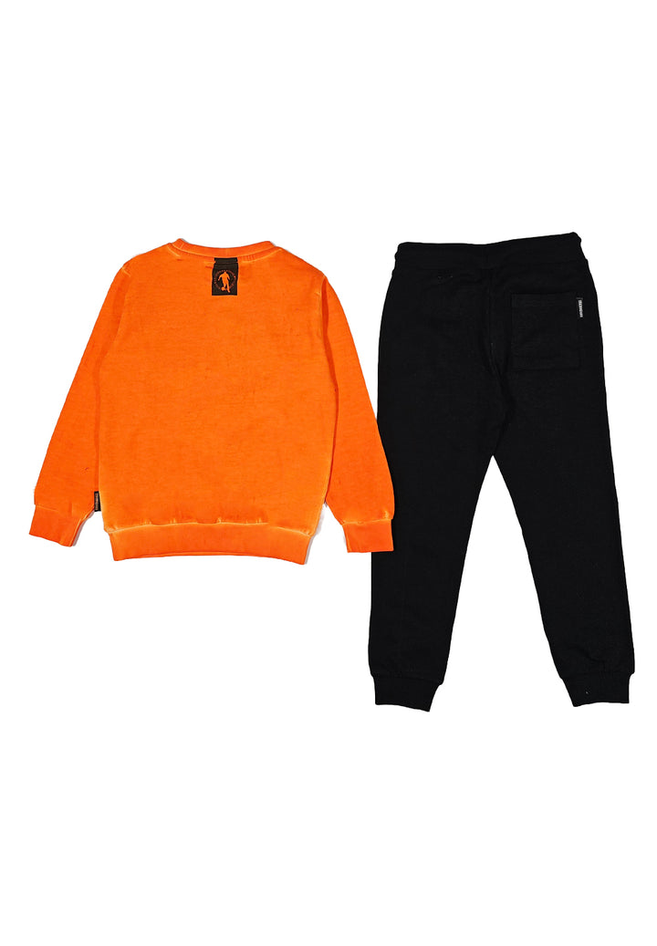 Orange-black sweatshirt set for kids