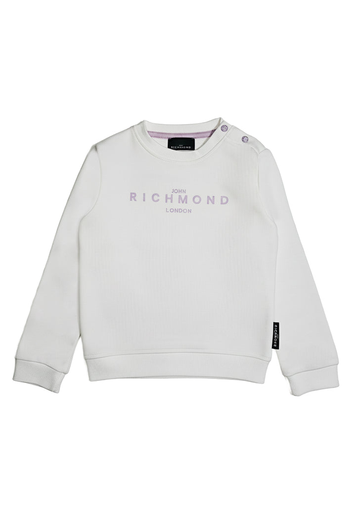 Felpa girocollo bianca per neonata