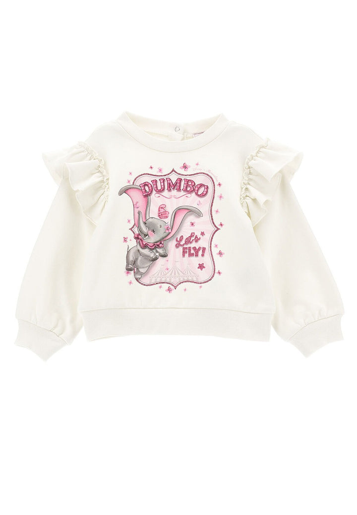 Felpa girocollo panna per neonata