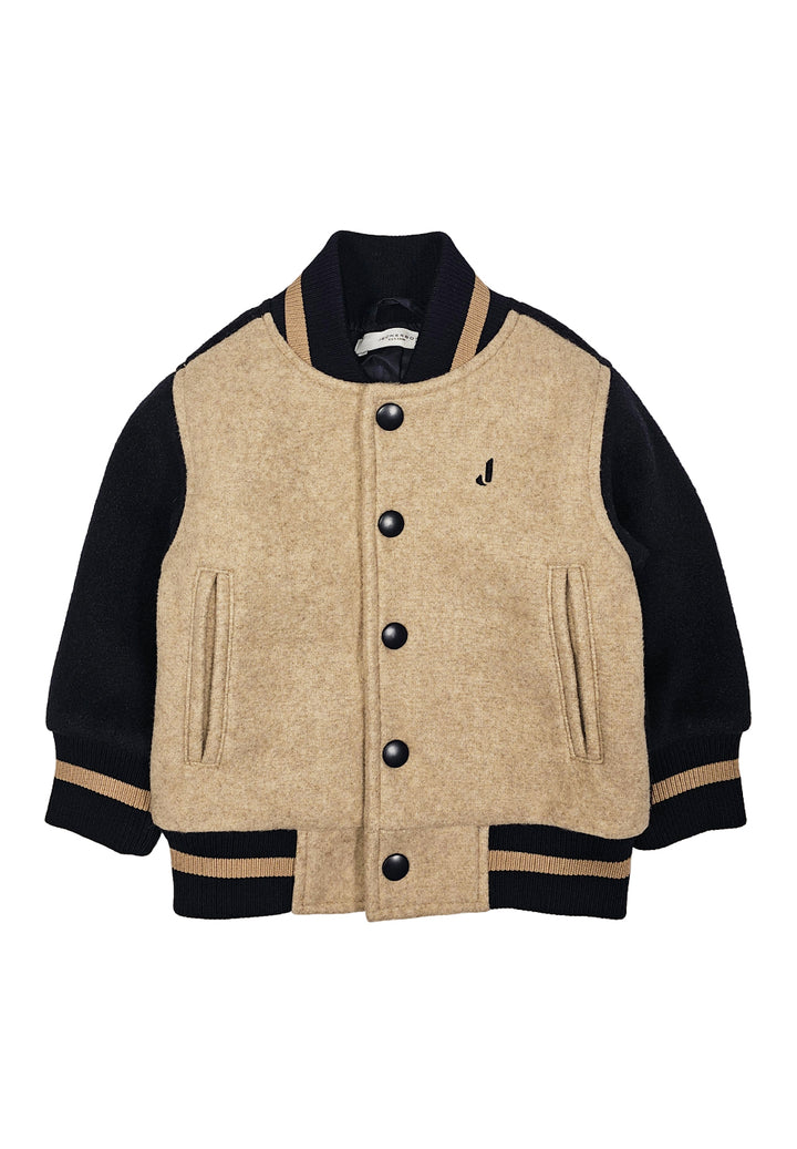 Beige college jacket for boys