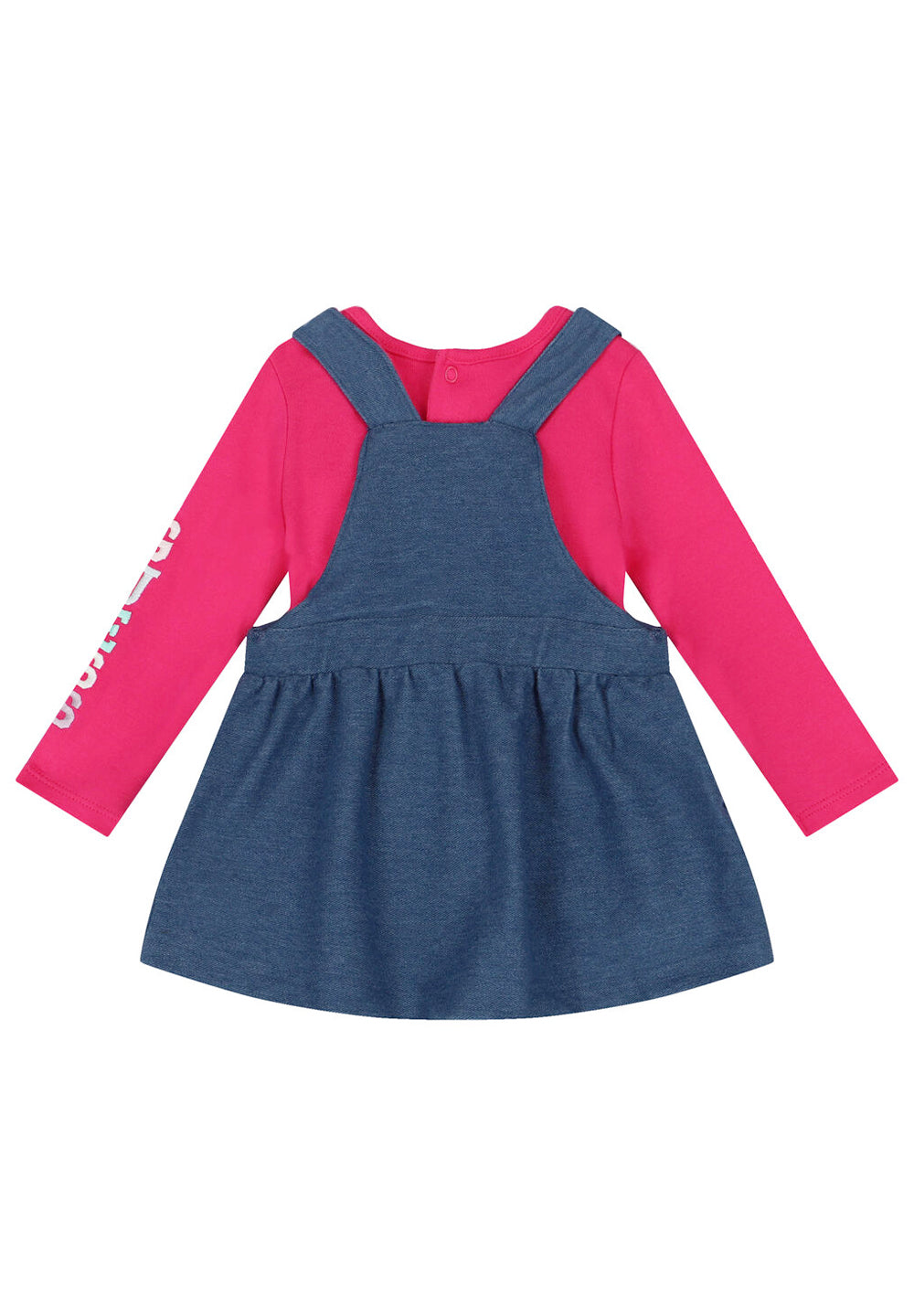 Fuchsia-blue dungarees set for baby girls