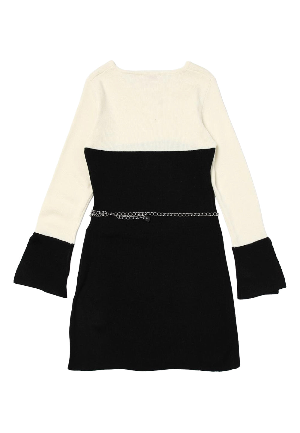Vestito maglia crema-nero per bambina