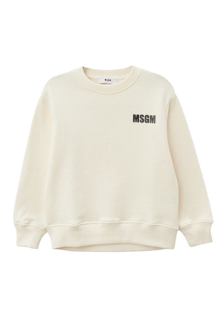 Felpa girocollo crema per bambina