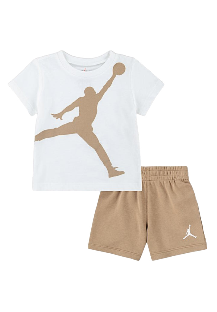 Completo bianco-beige per neonato