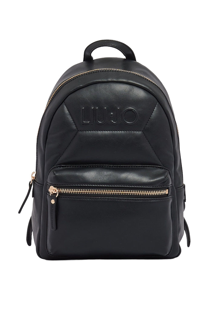 Black eco-leather backpack for girls