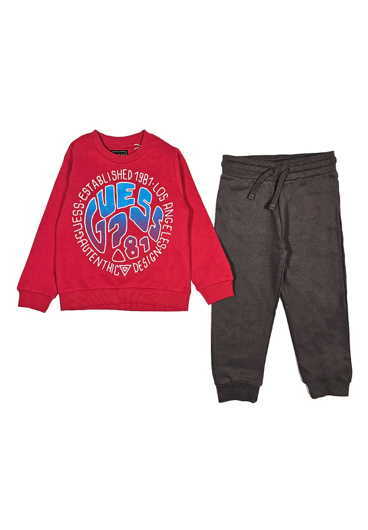 Rot-graues Sweatshirt-Set für Jungen