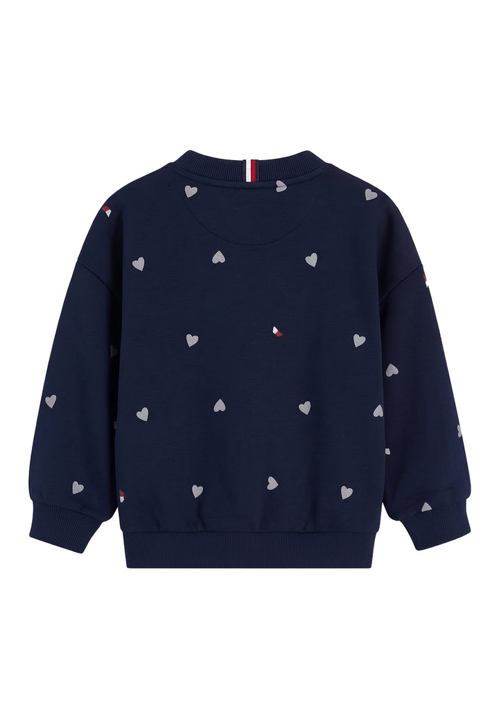 Felpa girocollo blu navy per bambina