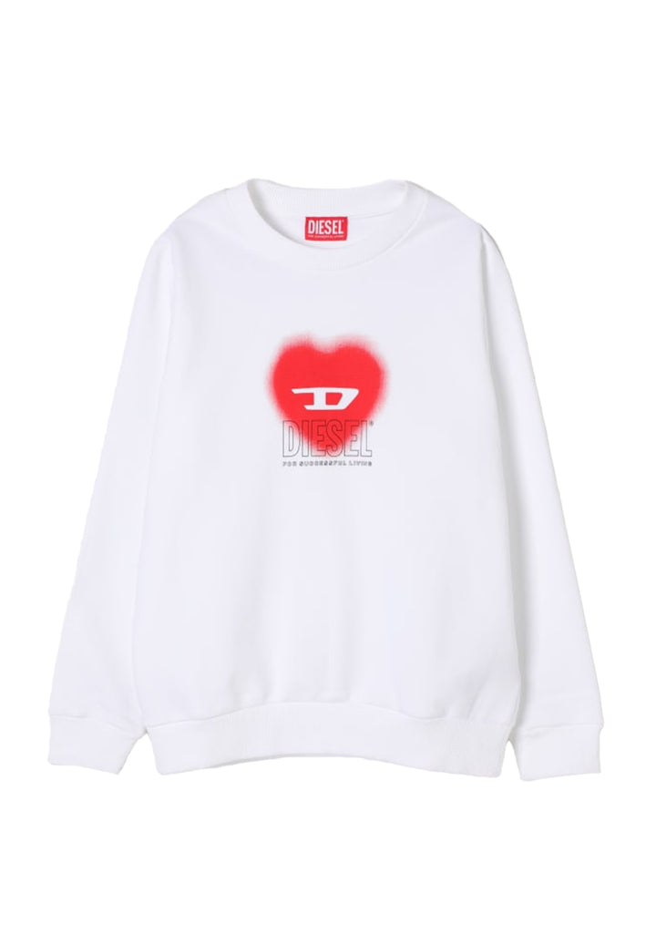 Sweat-shirt blanc à col rond pour fille