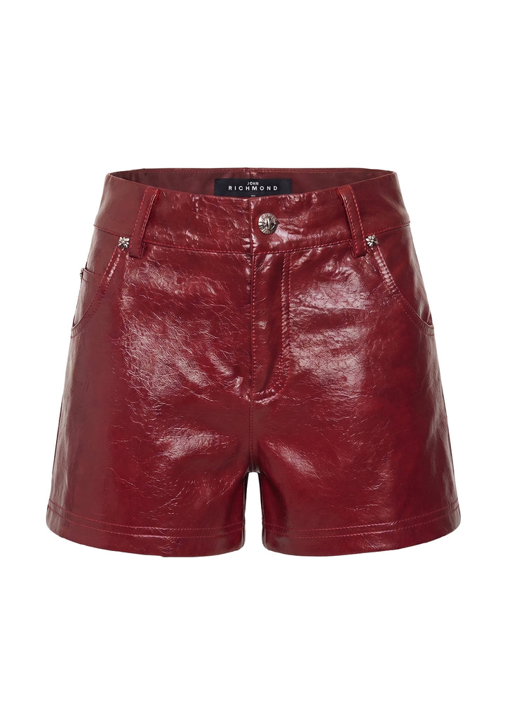 Short ecopelle bordeaux per bambina