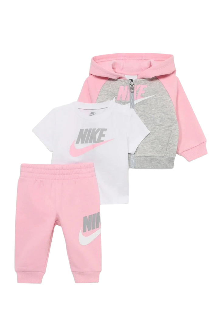 Completo felpa rosa-grigio per neonata