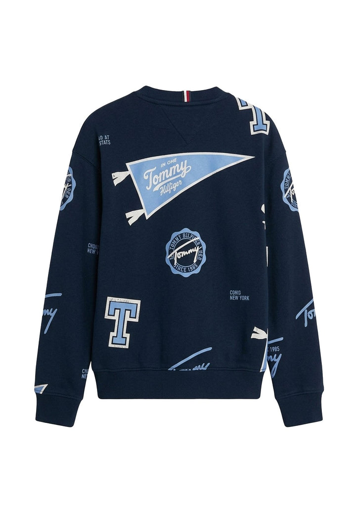 Felpa girocollo blu navy per bambino