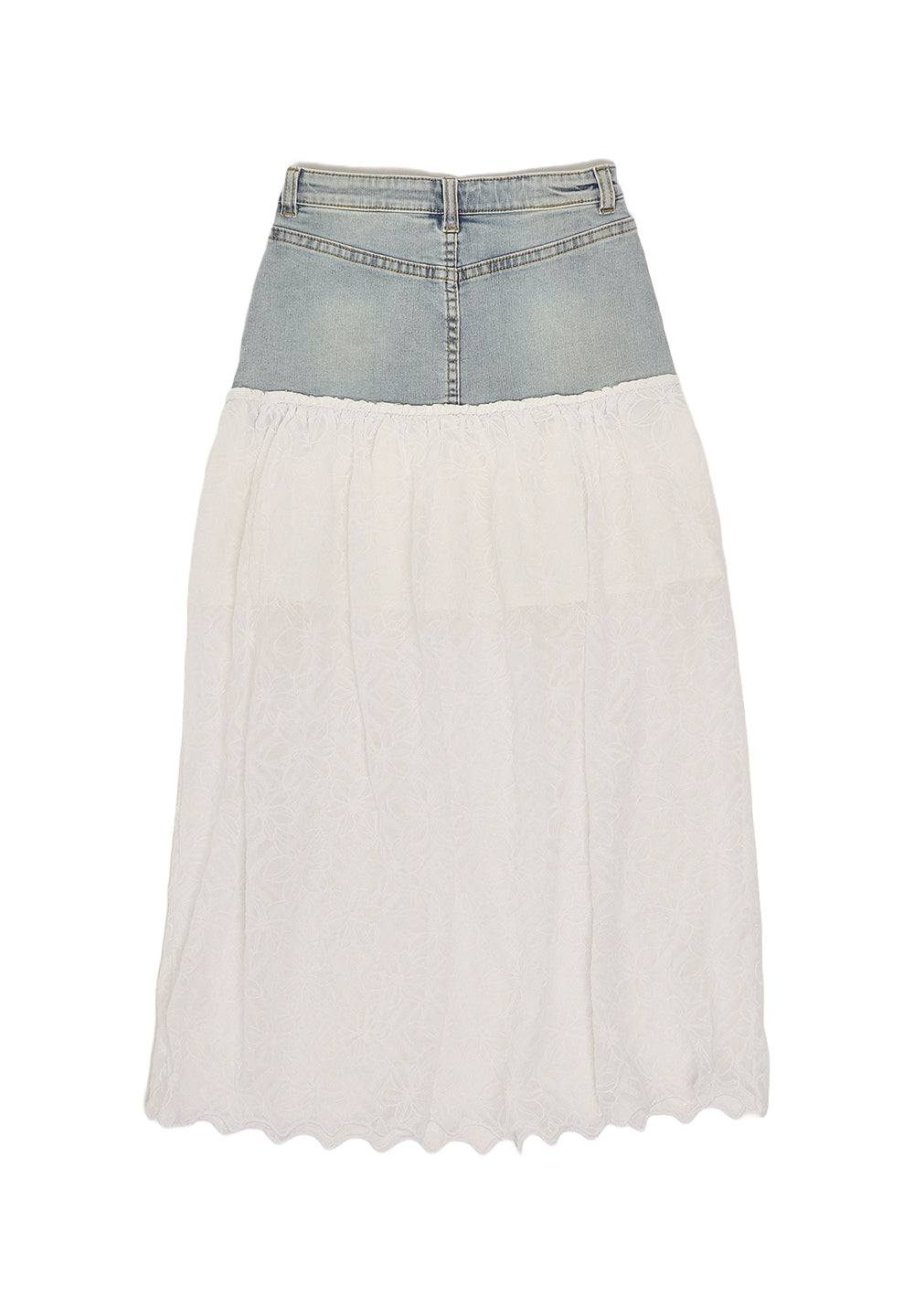 Gonna blu denim-bianco per bambina