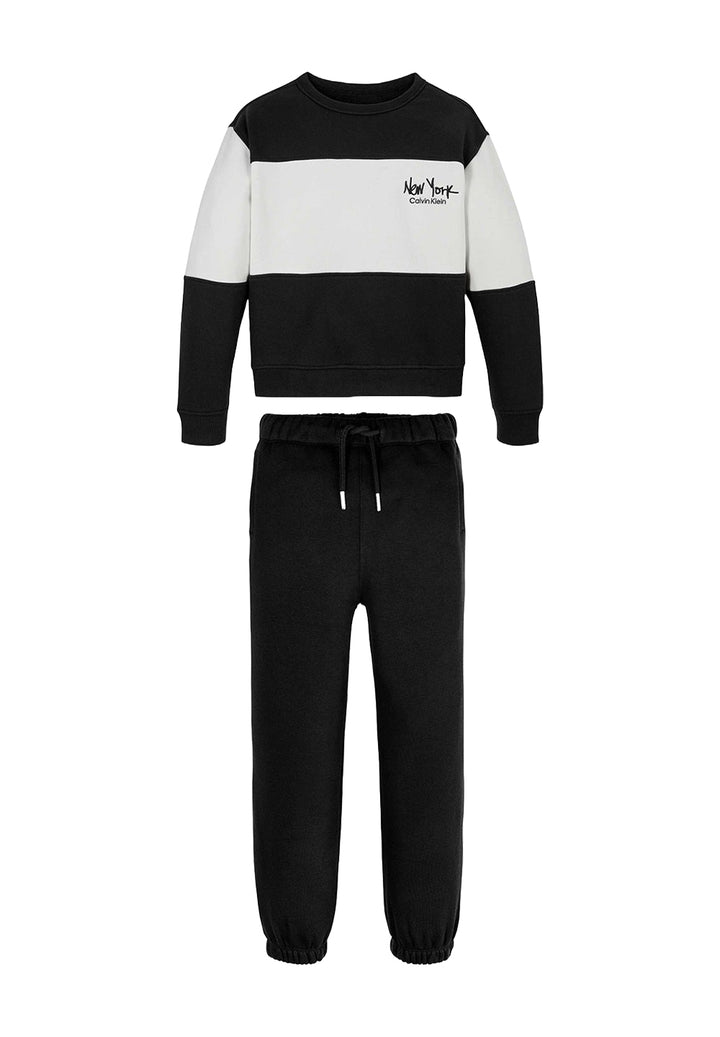 Completo felpa nero-bianco per bambino