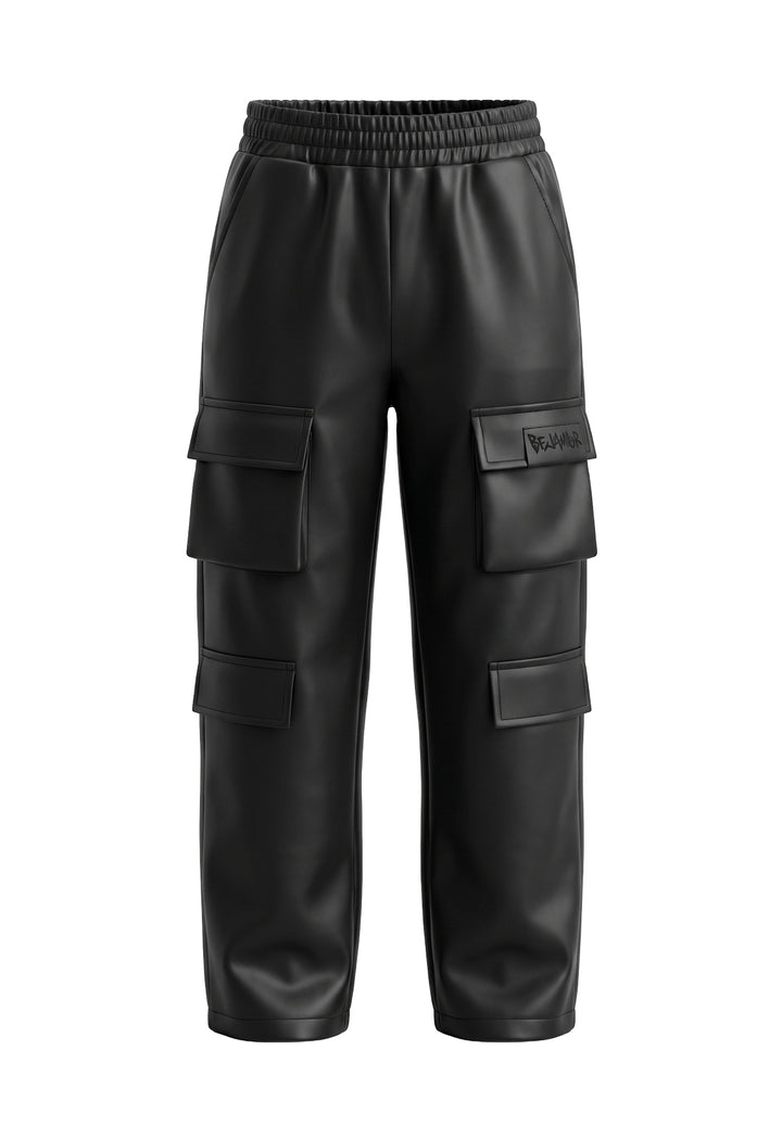 Pantalone ecopelle nero per bambina