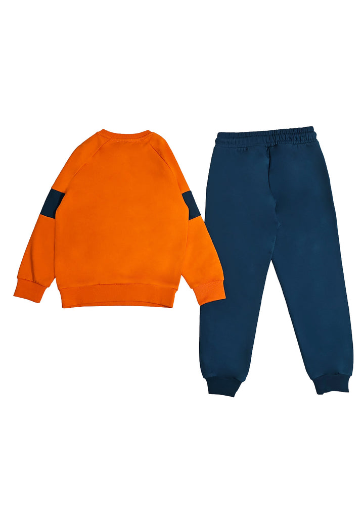 Completo felpa arancione-blu per bambino