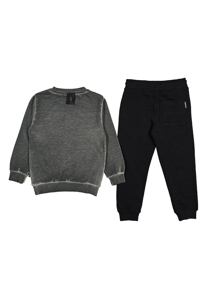 Grau-schwarzes Sweatshirt-Set für Jungen