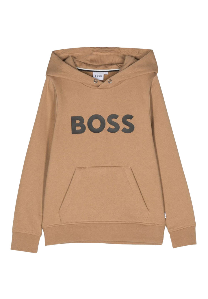 Beige hooded sweatshirt for boys