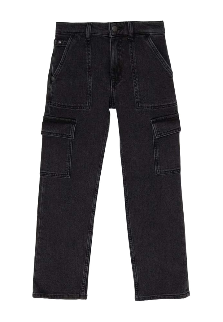 Jeans cargo nero denim per bambino