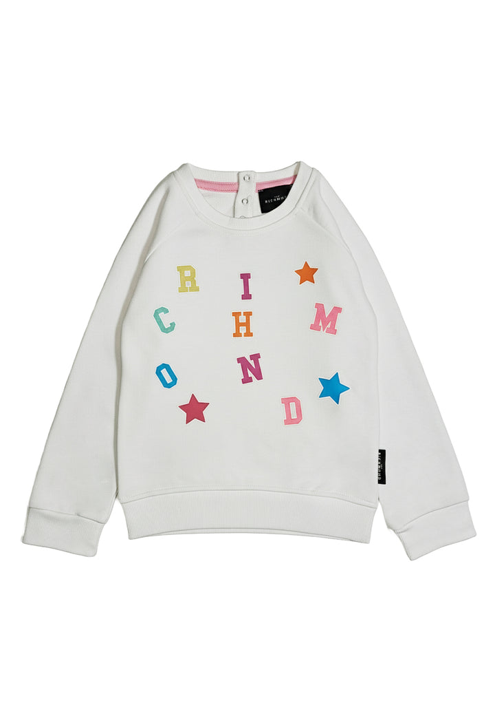 Felpa girocollo bianca per neonata