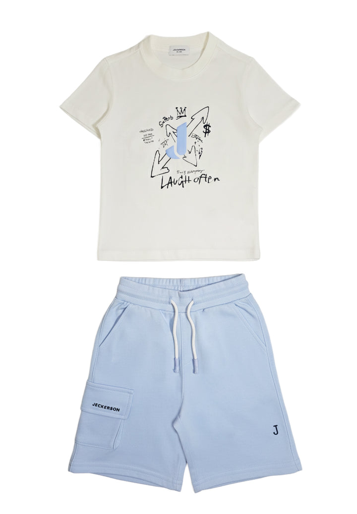 Completo bianco-celeste per bambino