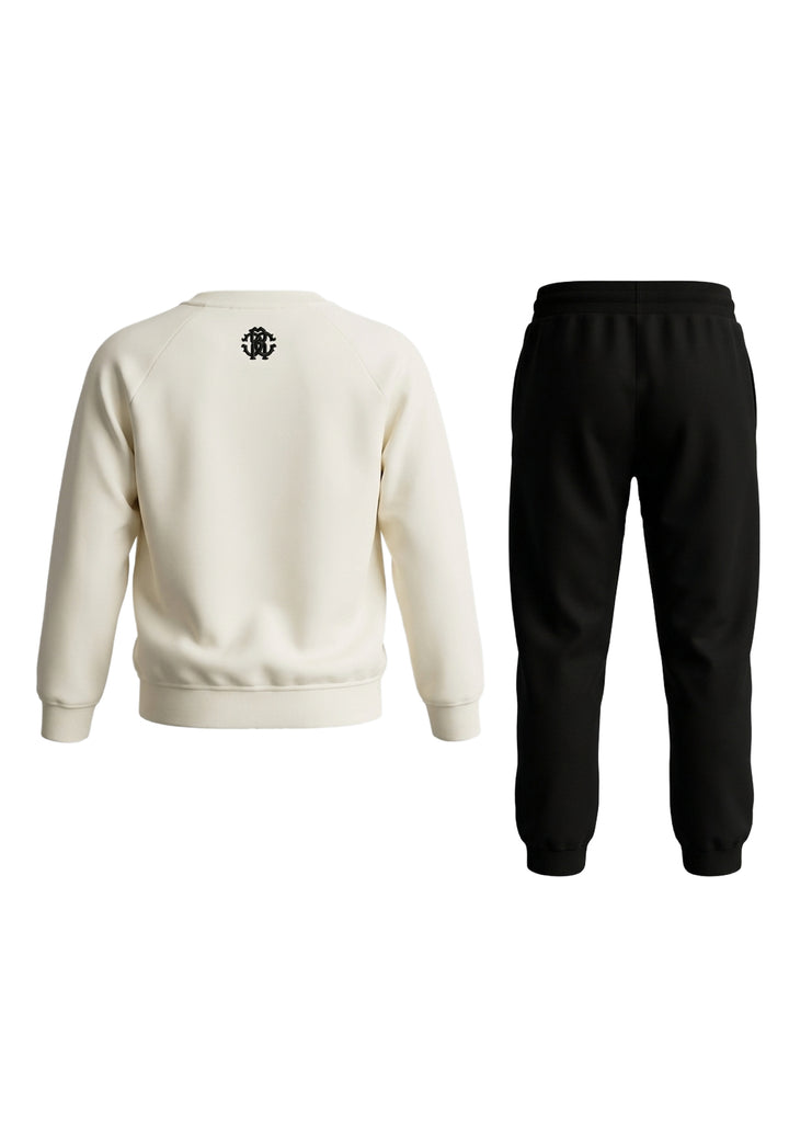 Completo felpa bianco-nero per bambino