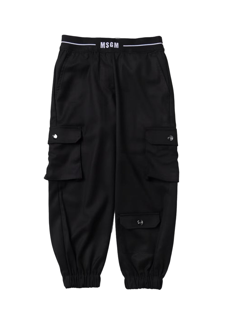 Black cargo trousers for girls