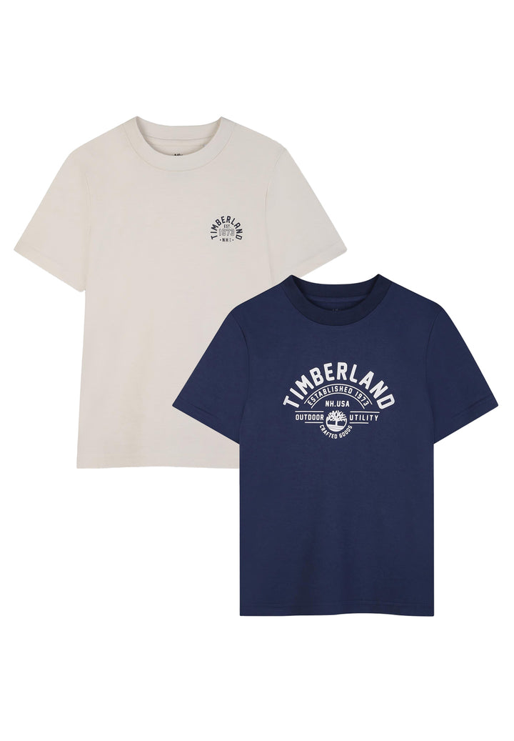 Set 2 t-shirt crema-blu per bambino