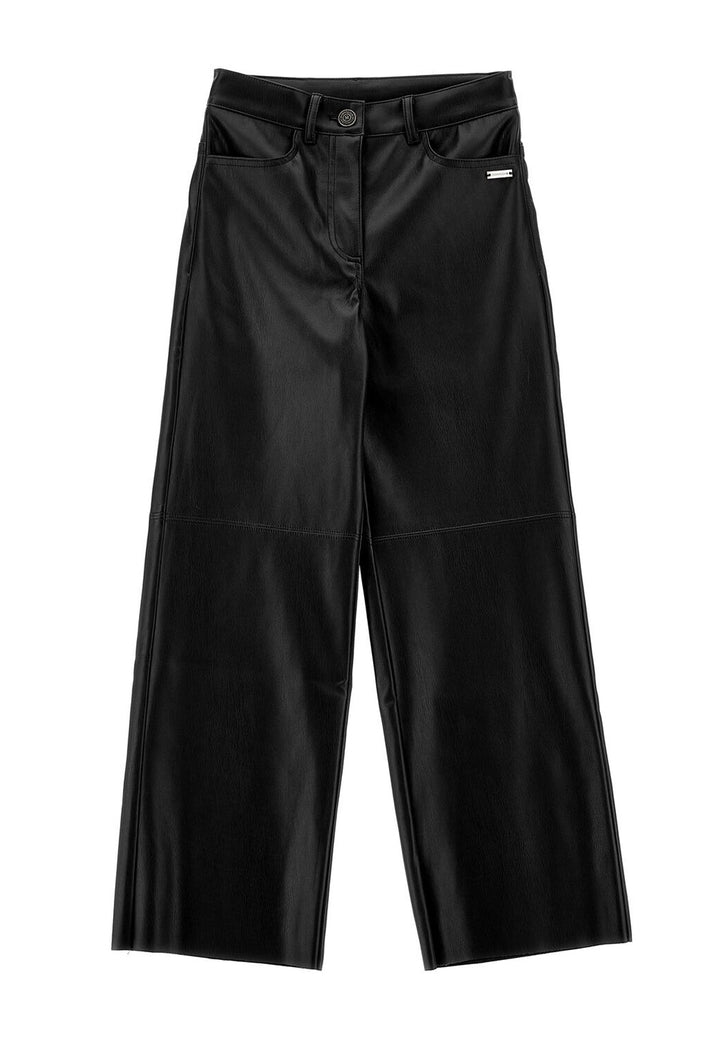 Pantalone ecopelle nero per bambina