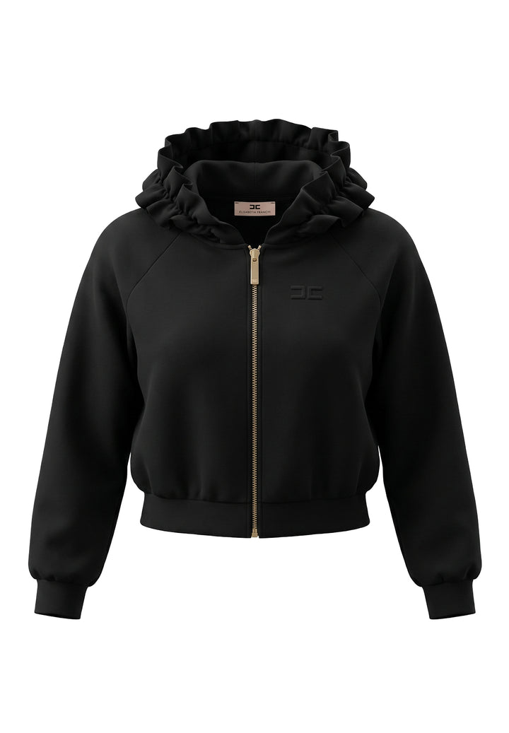Felpa zip nera per bambina