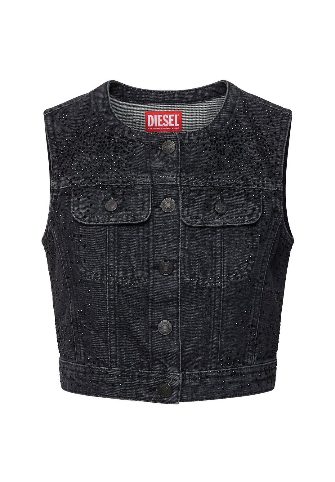 Gilet denim nero per bambina