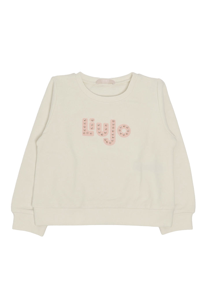 Felpa girocollo crema per bambina