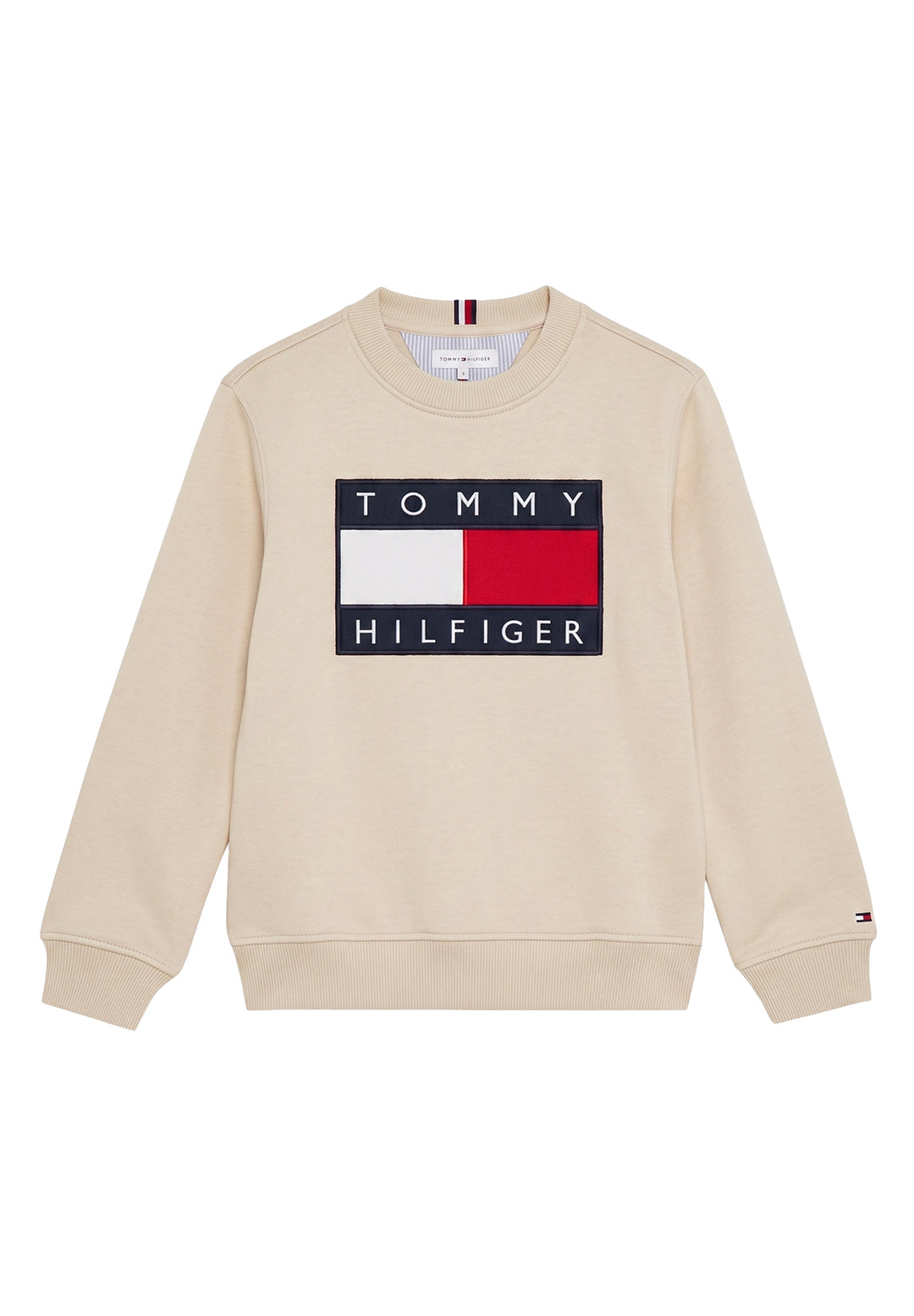 Felpa girocollo beige per bambino
