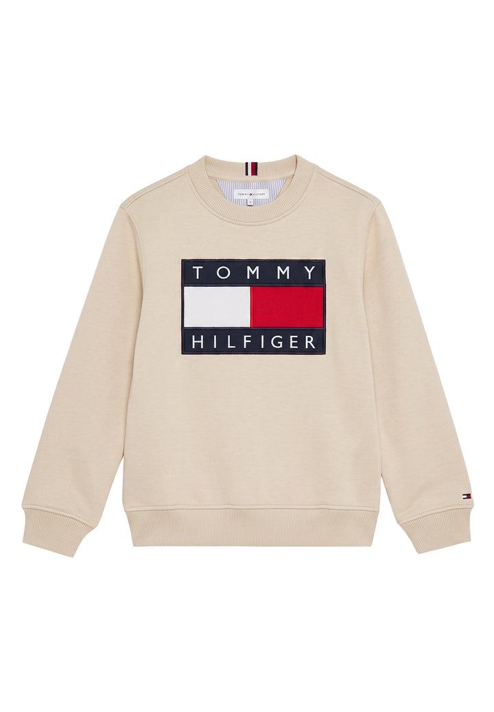 Felpa girocollo beige per bambino