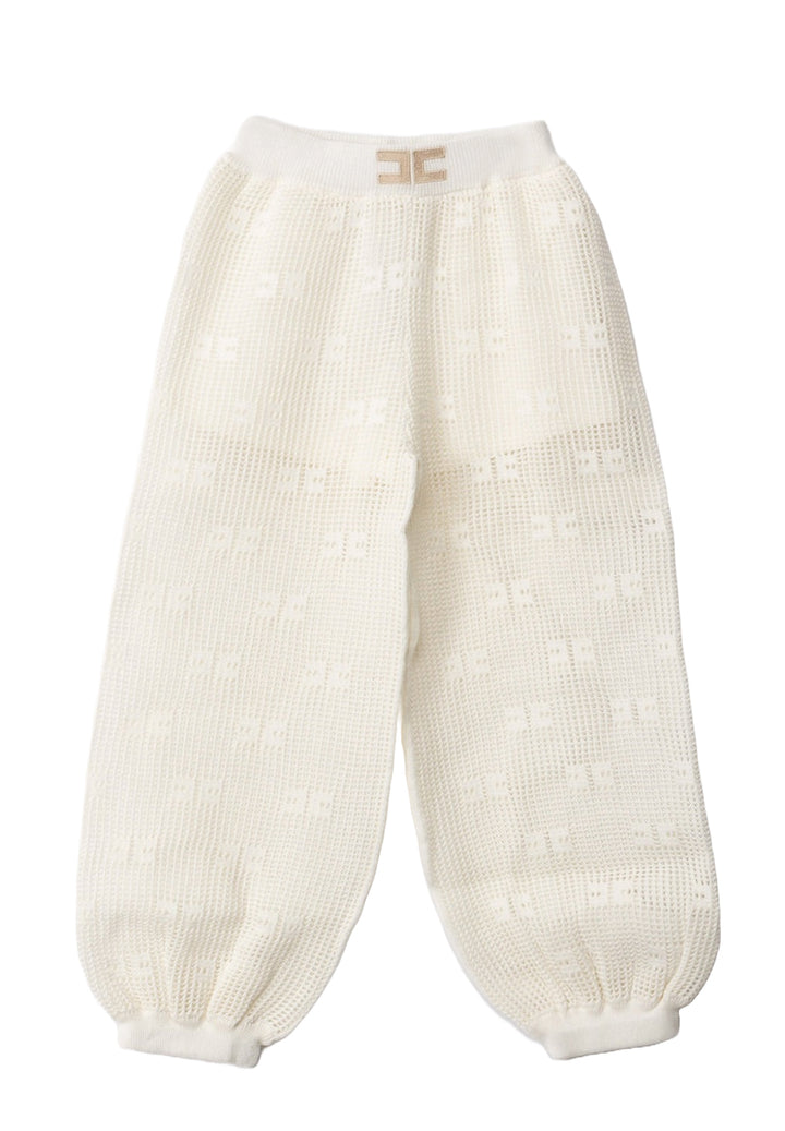 Pantalone in maglia panna per bambina