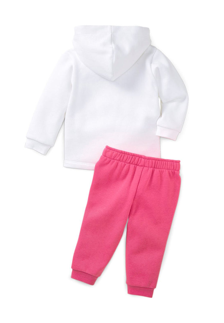 Completo felpa bianco-rosa per neonata