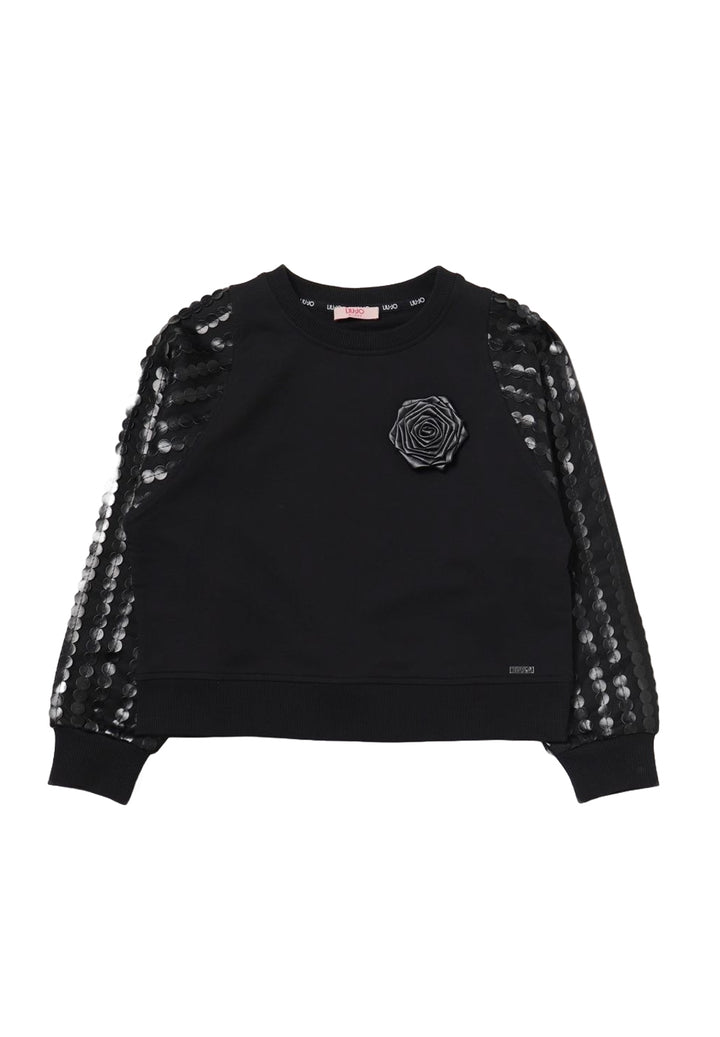 Black crewneck sweatshirt for girls