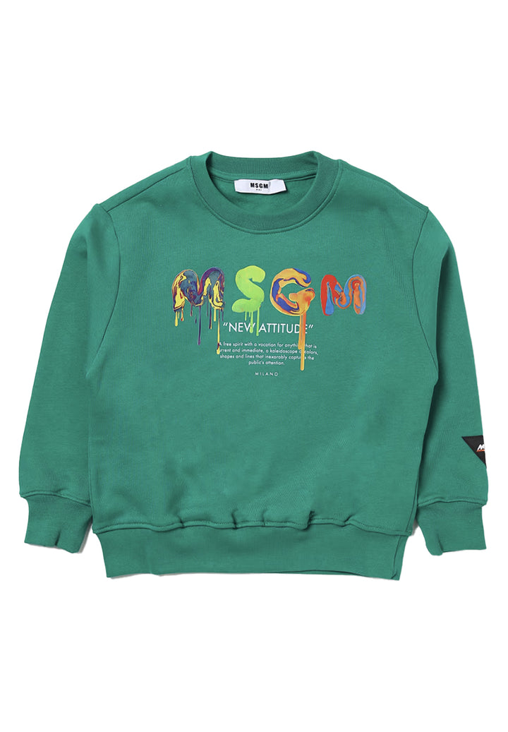 Grünes Sweatshirt mit Rundhalsausschnitt für Jungen