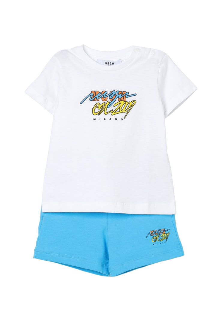 Completo bianco-celeste per neonato