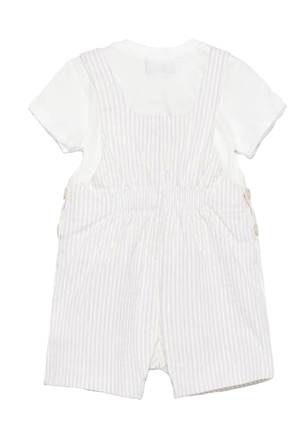 Salopette bianco-beige per neonata