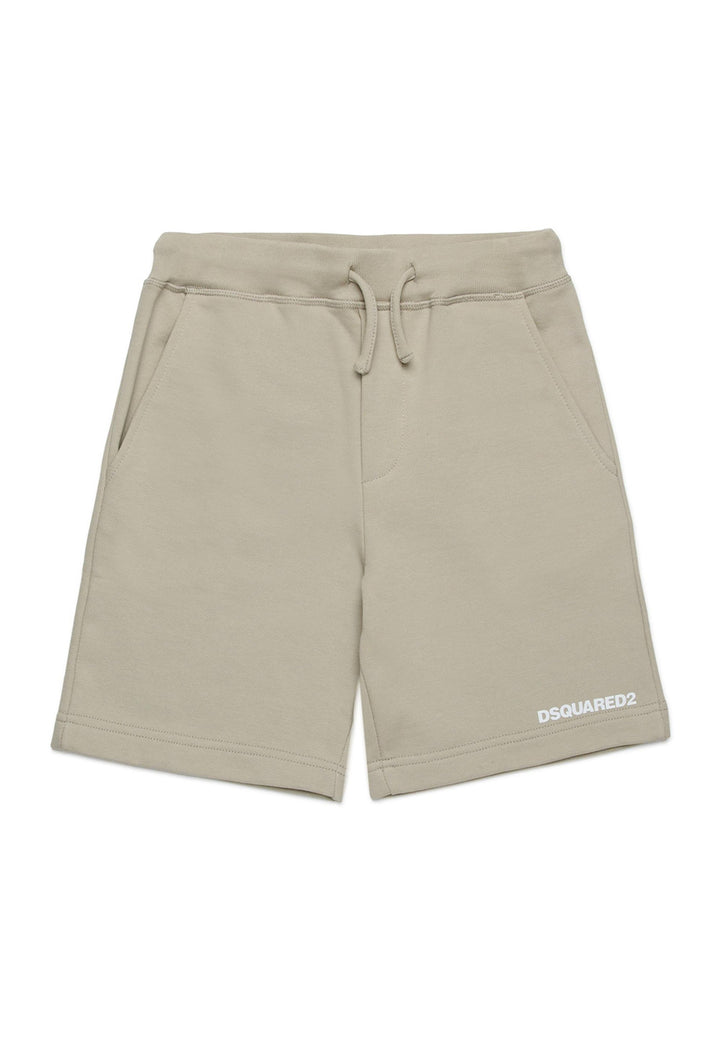 Bermuda felpa beige per bambino