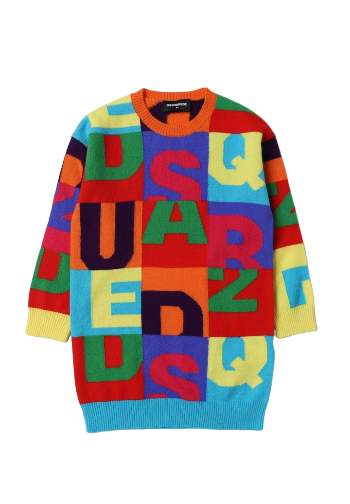 Vestito maglia multicolor per bambina