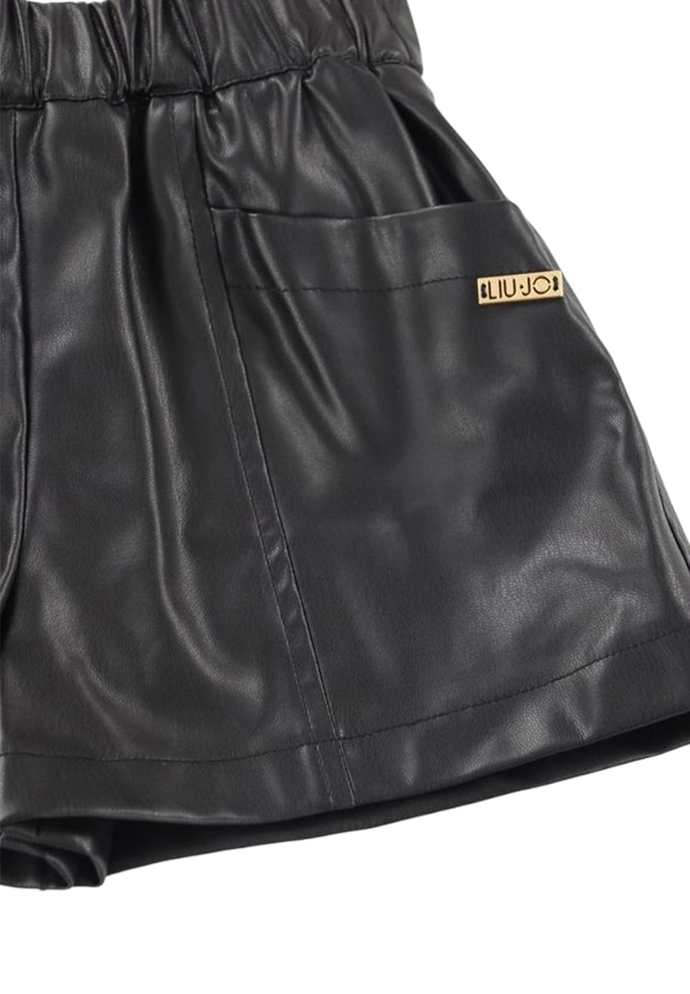 Short ecopelle nero per bambina