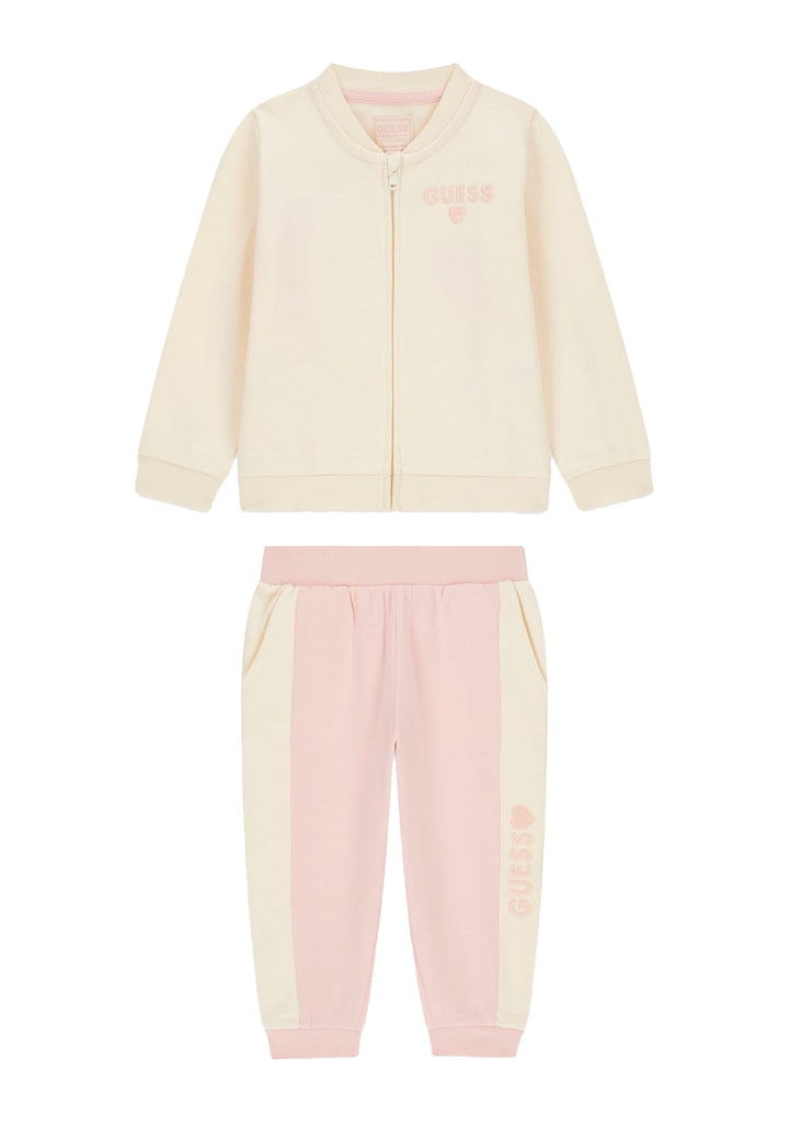 Completo felpa crema per bambina