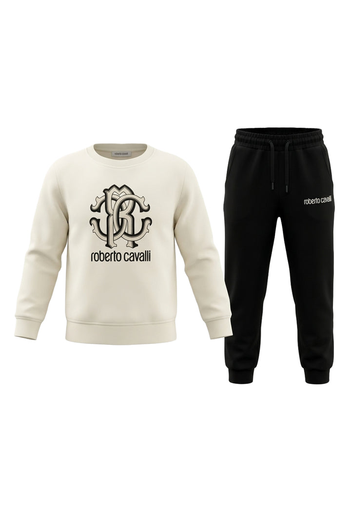 Completo felpa bianco-nero per bambino