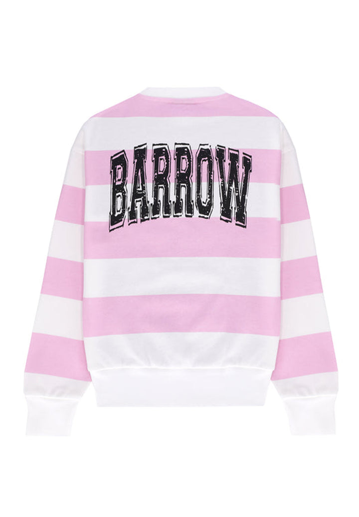 Felpa girocollo rosa-bianco per bambina