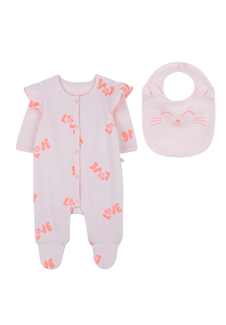 Set tutina + bavetta rosa per neonata