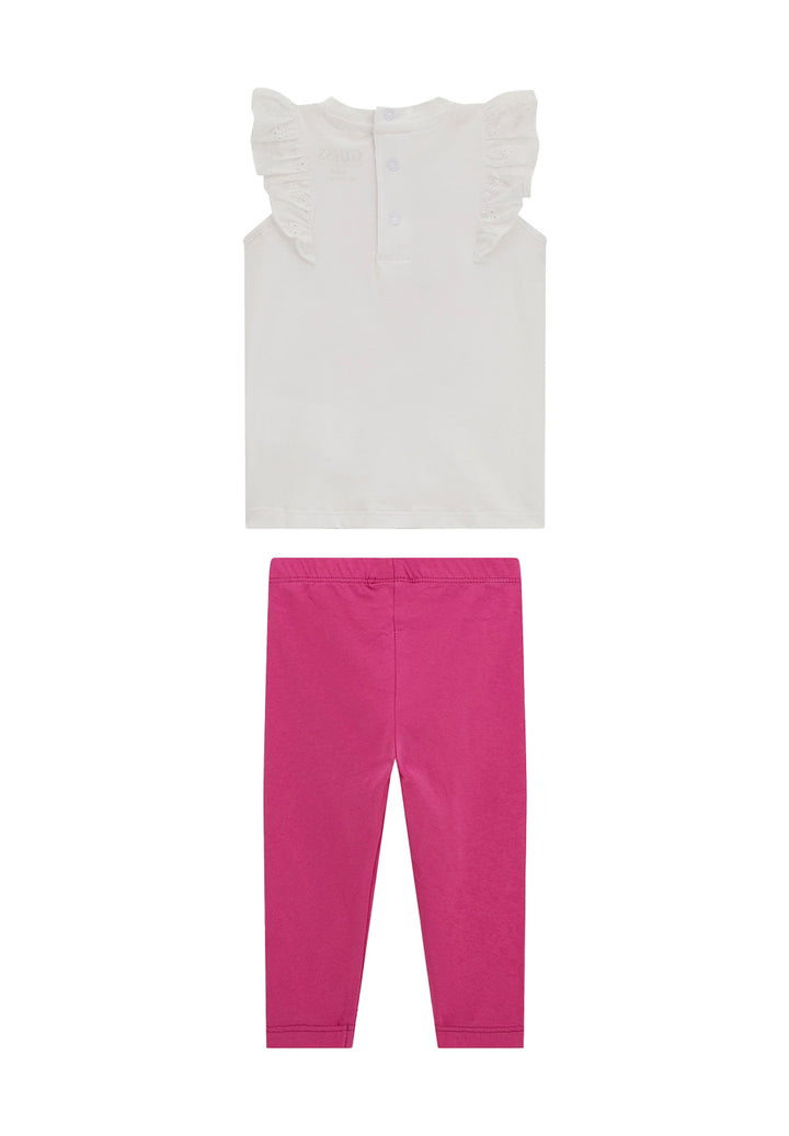 Completo bianco-fuxia per neonata