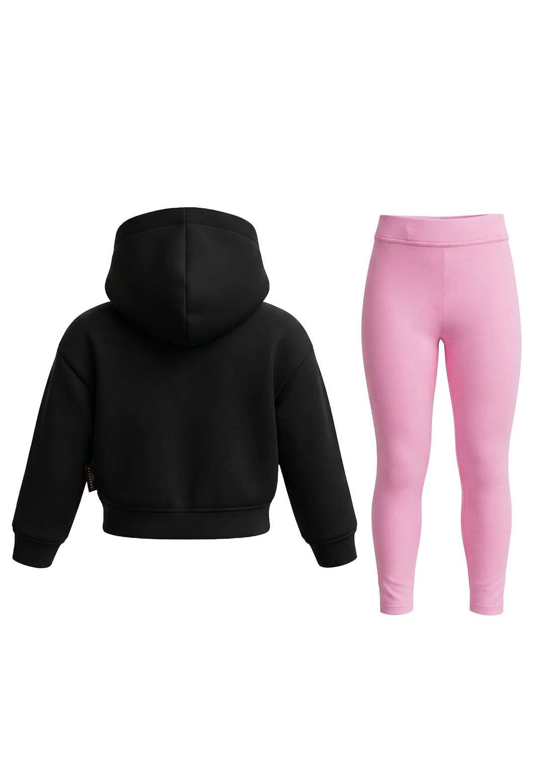 Completo felpa nero-rosa per bambina